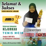 Raisya Tri Wahyuni, Siswi Berprestasi MTsN 1 Lumajang, Raih Juara 3 Kejurkab Tenis Meja